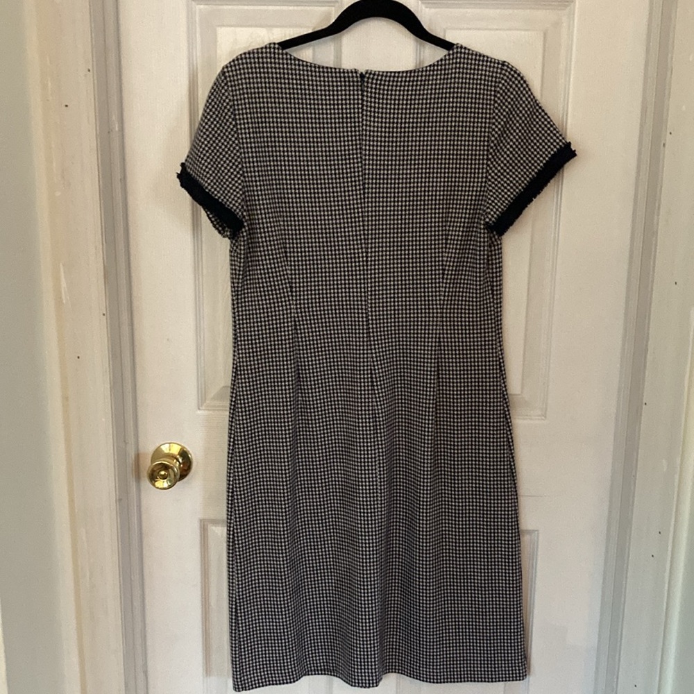 Talbots dress black white plaid short sleeves front pockets back zipper - Picture 11 of 12